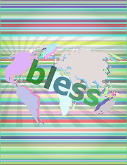 Image showing bless text on digital touch screen - business concept vector illustration