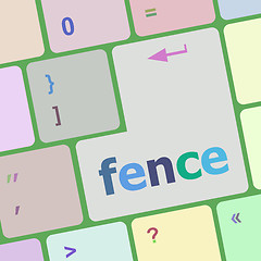 Image showing vector fence word on computer pc keyboard key vector illustration