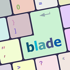 Image showing blade button on computer pc keyboard key, raster vector illustration