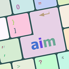 Image showing aim word with key on enter keyboard vector illustration