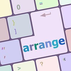 Image showing arrange word on keyboard key, notebook computer vector illustration