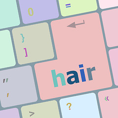 Image showing hair word on computer pc keyboard key vector illustration