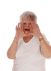 Image showing Senior woman shouting.