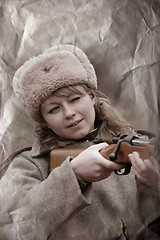 Image showing WWII girl soldier