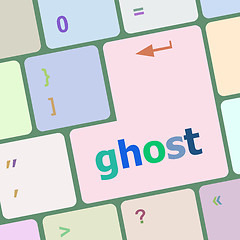 Image showing ghost word on keyboard key, notebook computer button vector illustration