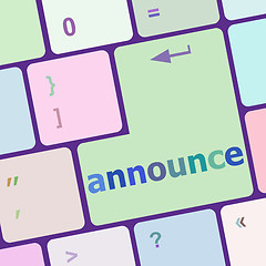 Image showing Keyboard with white enter button, announce word on it vector illustration