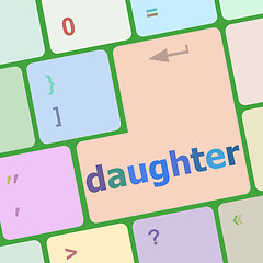 Image showing social concept: computer keyboard with word daughter vector illustration