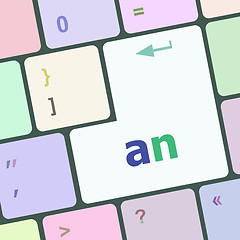 Image showing Keyboard with white Enter button, an word on it vector illustration