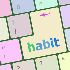 Image showing habit word on computer pc keyboard key vector illustration