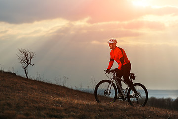 Image showing Man cyclist riding the bicycle