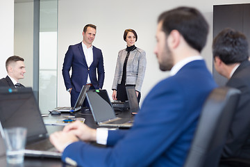 Image showing Corporate business team office meeting.