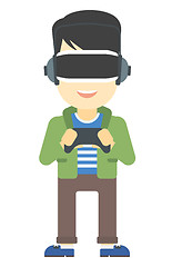 Image showing Man wearing virtual reality headset.