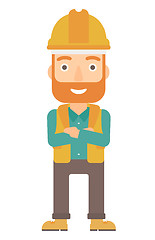 Image showing Friendly builder with arms crossed.