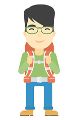 Image showing Cheerful man with backpack .