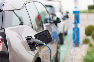 Image showing Electric Car in Charging Station.