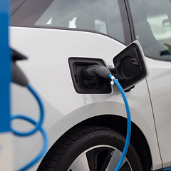 Image showing Electric Car in Charging Station.