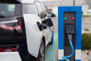 Image showing Electric Car in Charging Station.