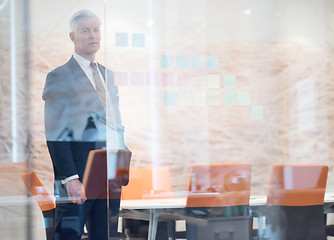 Image showing portrait of handsome senior business man at modern office