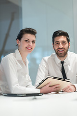 Image showing portrait of young  business couple at office