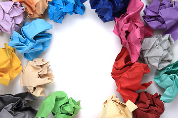 Image showing crumpled color papers