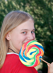 Image showing girl with lollipop