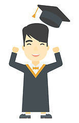 Image showing Graduate throwing up his hat.