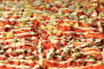 Image showing home made pizza with cheese onion and tomato