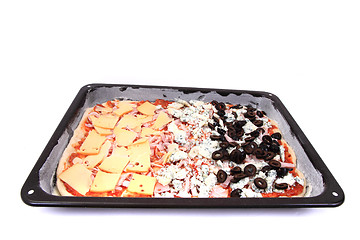 Image showing raw home made pizza before baking