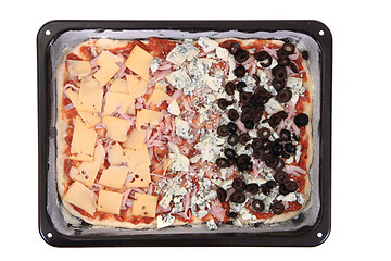 Image showing raw home made pizza before baking