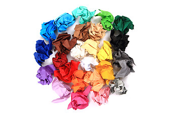 Image showing crumpled color papers