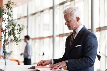 Image showing senior business man reading magazine