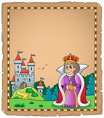 Image showing Parchment with queen near castle 1