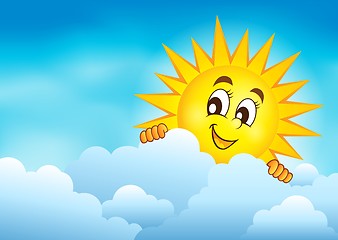 Image showing Cloudy sky with lurking sun 3