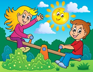 Image showing Children on seesaw theme image 2