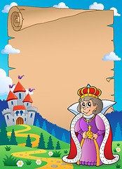 Image showing Parchment with queen near castle 2