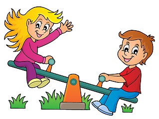 Image showing Children on seesaw theme image 1