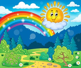 Image showing Spring theme with cheerful sun