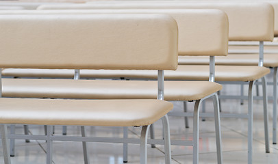 Image showing empty leather benches