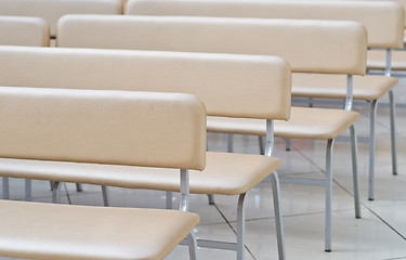 Image showing empty leather benches