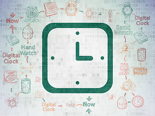 Image showing Timeline concept: Watch on Digital Paper background