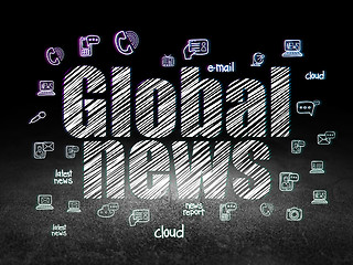 Image showing News concept: Global News in grunge dark room