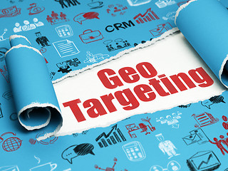 Image showing Business concept: red text Geo Targeting under the piece of  torn paper
