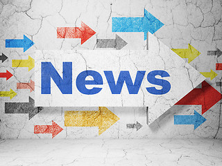 Image showing News concept: arrow with News on grunge wall background