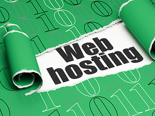 Image showing Web design concept: black text Web Hosting under the piece of  torn paper