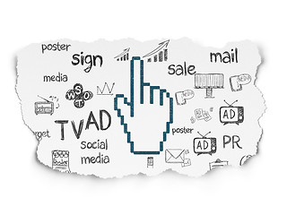 Image showing Marketing concept: Mouse Cursor on Torn Paper background