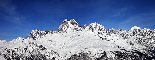 Image showing Panoramic view on Mount Ushba at sunny day