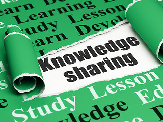 Image showing Learning concept: black text Knowledge Sharing under the piece of  torn paper