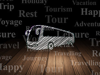 Image showing Vacation concept: Bus in grunge dark room