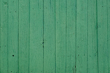 Image showing Old green cracked paint on wooden background