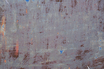 Image showing Old blue cracked paint on metal background